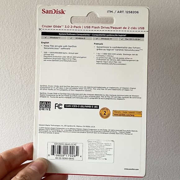 Sandisk // NWT 2x 64 GB USB Sticks (unopened) - Picture 2 of 2